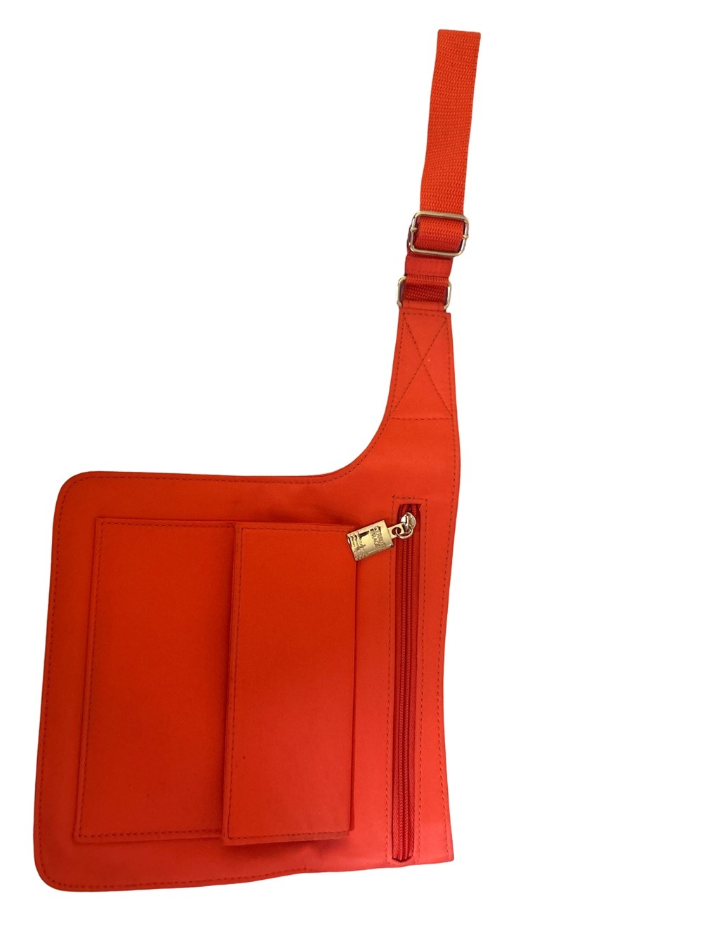 Vibrant Orange Crossbody Organizer with Front Flap and Zip Pocket